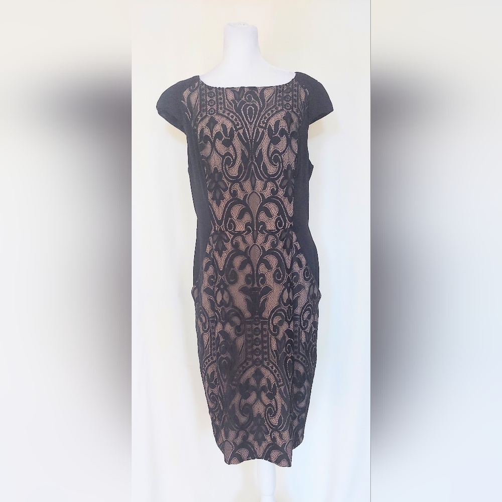 Anthropologie Eva Franco Mesh Lace Black Dress Size 12